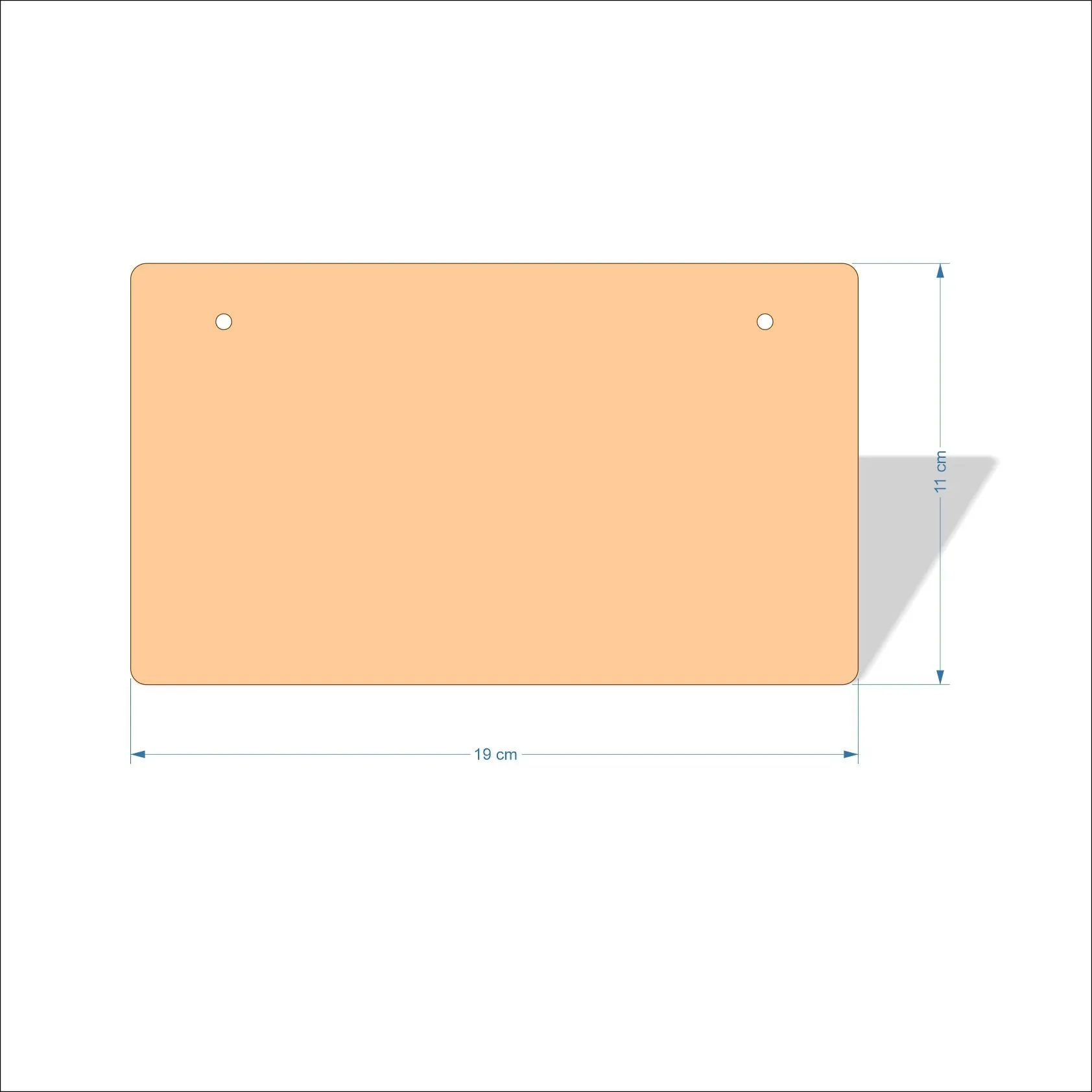 19 cm Wide 3mm thick MDF Plaques with rounded corners