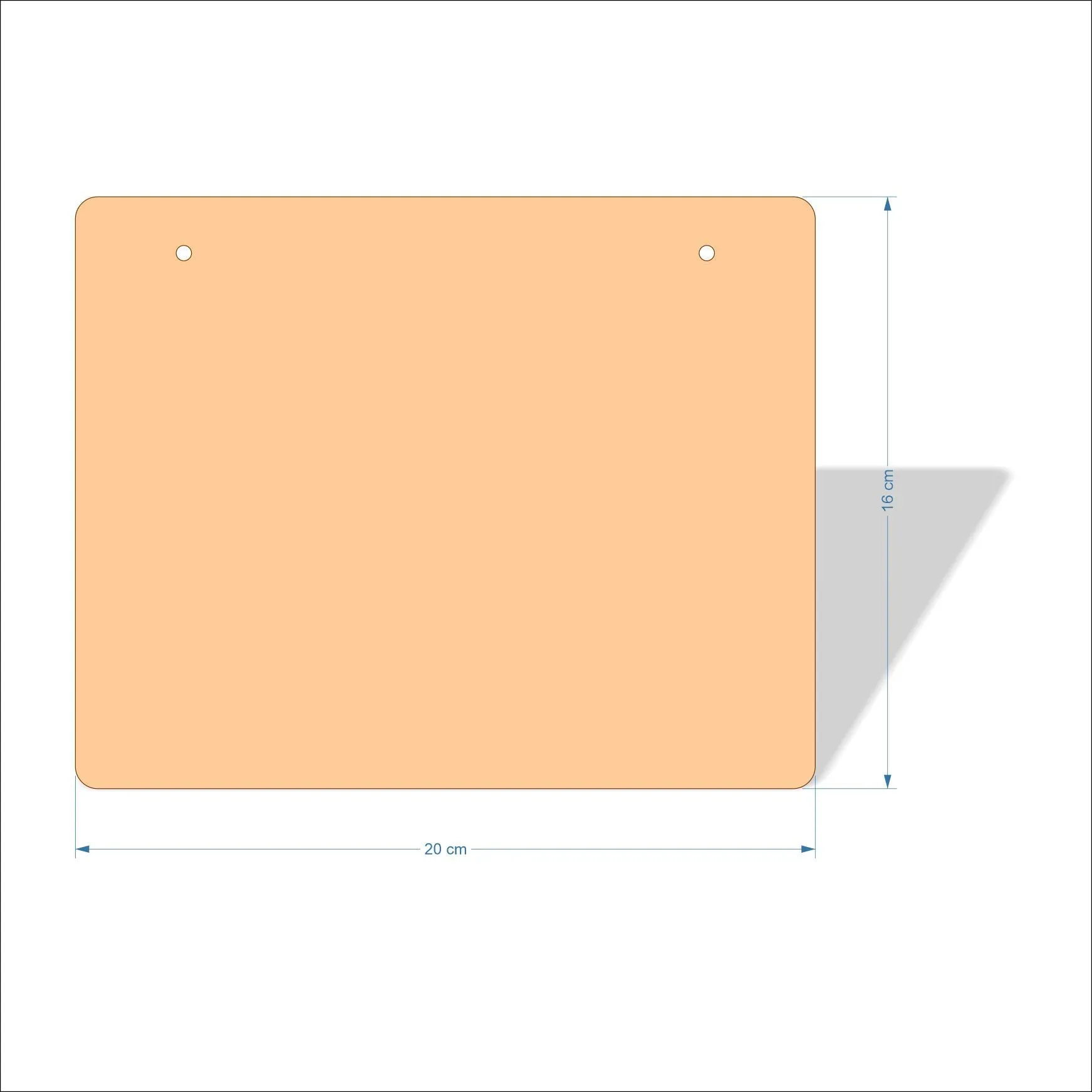 20 cm Wide 3mm thick MDF Plaques with rounded corners