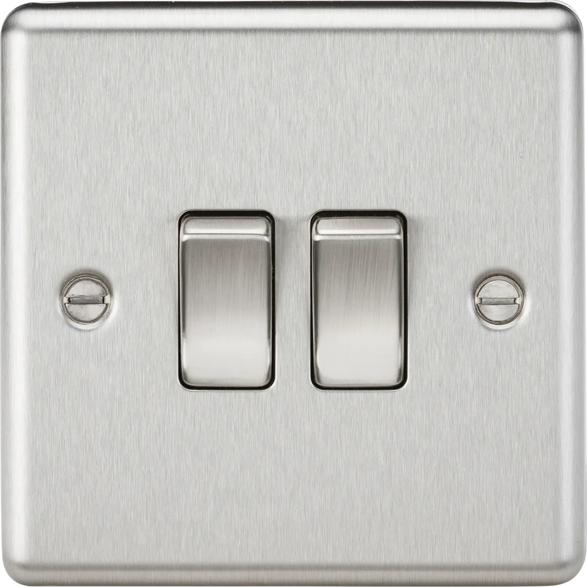 Knightsbridge CL3BCx10 Rounded Edge 10AX 2G 2-Way Plate Switch - Brushed Chrome (10 Pack)