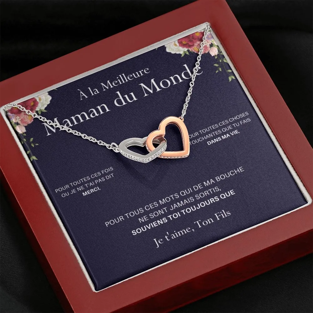 ONEMOM • Collier Déclaration Maman Double Cœur Version Homme